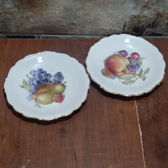 Schumann Arzberg Germany Fruit Pear Peaches Salad Dessert Plate Set of 2 - Picture 1 of 12